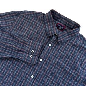 UNTUCKit Grey Red Blue Plaid Long Sleeve Button Down Shirt Wrinkle Free Large